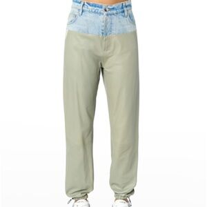 Amiri Hybrid Demin Sage Leather Sweatpant Size 28 Jeans